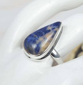 Elegante Anillo Unisex de Plata de Ley 925 con Piedra Preciosa de Sodalita Azul Natural, Joyería Hecha a Mano con Engaste de Bisel en Forma de Pera para Fiesta - Product Image 2