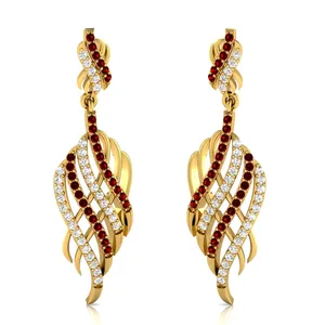 Pendientes colgantes de gota de rubí rojo de diamante Moissanite de corte redondo de 1,20 CT Plata de Ley 925 - Product Image 4