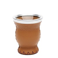 Ensemble Maté en Cuir et Verre Tasse Maté / Tasse Maté en Bois Premium Avec Paille en Argent Allemand / Tasse Maté Argentine Personnalisée