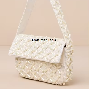 Bolso de Mano con Cuentas Hechas a Mano con Diseño de Cuadros Abstractos, Bolso Elegante para Mujer, Ideal para Regalos - Product Image 1