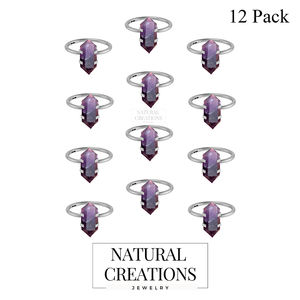 Anillo apilable de amatista con forma de puntero de doble cara de Plata de Ley 925, ajuste de punta, regalo de boda y fiesta para su paquete de 12 - Product Image 2