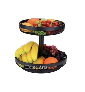 Panier de fruits de couleur noire de fer de maille avec le panier de stockage de légumes de la meilleure qualité de cintre de banane à vendre - Product Image 6