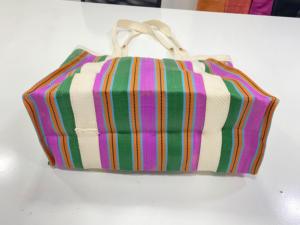 Custom Eco-Friendly Handloom Recycled <b>Beach</b> Cosmetic <b>Bags</b> Fashionable Woven Striped Design Reusable Zipper Recycled Plastic - Product Image 3