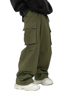 Pantalon cargo ample de style baggy uni pour hommes, vêtements de plein air et streetwear, style hip-hop, taille élastique, pantalon cargo ample pour hommes - Product Image 3