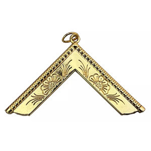 Collar Dorado de la Logia Azul para Maestros Masónicos, Joya de Maestro Respetable, Respaldo Azul, Tela de Alta Calidad con Cadena - Product Image 3