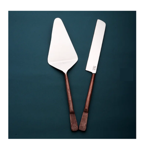 การออกแบบที่ไม่ซ้ํากันที่ทําด้วยมือมีดตัดเค้กโลหะและภาชนะเสิร์ฟชุดมีดตัดเค้กโลหะและเสิร์ฟขายส่ง - Product Image 5