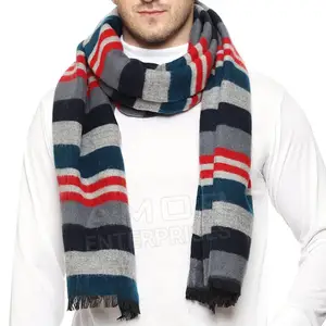 Online Sale Customized Winter Warm Unisex Mufflers Custom Wholesale High Quality Contrast Color Stripe Scarf