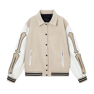 Veste universitaire de haute qualité, nouvelle arrivée en gros, avec manches en cuir, logo brodé, veste universitaire en vente chaude - Product Image 5