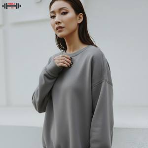 Sudadera de Cuello Alto Personalizada para Mujer, Estilo Urbano de Lujo, Cuello en V, Felpa de Poliéster/Algodón, Talla Grande, Sudadera Básica de Invierno, 2 Piezas en la Parte Delantera - Product Image 1