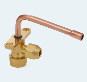 Válvula Divisora de 2 Vías de Latón 1/4 7/16-20 SAE 45 °   90 °   Tubería de Cobre Curvada 23G 800PSI R22 R410A R32 Válvula de Servicio de Aire Acondicionado India - Product Image 4