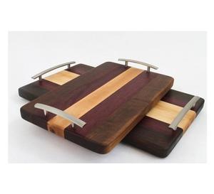 Bandeja de servicio de madera de diseño moderno con mango de metal Última bandeja de mesa de madera para utensilios de cocina Proveedor al por mayor - Product Image 6