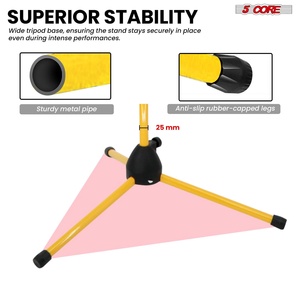 5 Core Microphone Stand Floor 2 Mic Clips Universal Height Adjustable <b>Tripod</b> Mic Stands w Boom Arm - Product Image 4