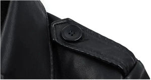 Manteau d'hiver en cuir véritable pour hommes, épais, chaud, régulier, décontracté, veste à capuche, col montant, lettre, Haus Industries - Product Image 4