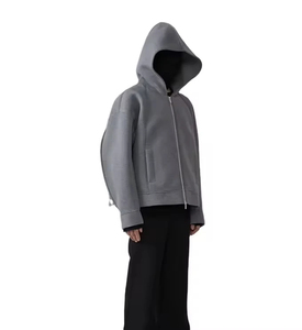Prix d'usine – Nouveaux sweats à capuche zippés personnalisés style hip-hop pour l'hiver, coupe oversize courte et carrée, en coton épais – Fabricants - Product Image 6