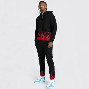 Ensemble personnalisé de pantalons de survêtement et de sweat à capuche à imprimé de flamme ensemble de survêtement pour hommes 2 deux pièces surdimensionné streetwear ensembles de survêtements de mode - Product Image 4