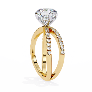 Bague de fiançailles et de mariage en or avec diamant de laboratoire certifié IGI de 2,00 carats, design pavé à tige fendue, bijoux de mariée - Product Image 6