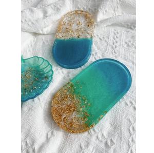 Plateau en résine époxy fait à la main, plateau de service moderne, plateau de service pour gâteaux, jus et aliments, pour la maison, l'hôtel - Product Image 1