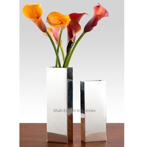 Vase à fleurs en métal fini argent brillant nouveauté pour la maison salon vase à fleurs fait main décoratif de table - Product Image 4