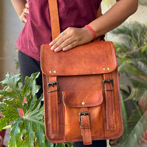 Brown Leather <b>Backpack</b> Hot Selling Custom Logo on Bags Leather <b>Backpack</b> Two in One Bags Women - Product Image 1