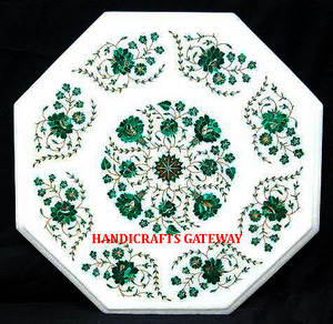 Mesa de comedor con incrustaciones de mármol blanco para comedor, diseño de incrustaciones hechas a mano, mesa de forma octogonal para mostrador de Hotel, tapa de mármol - Product Image 1