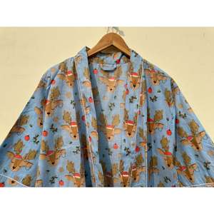 ชุดกิโมโนผ้าฝ้ายพิมพ์ลายดอกไม้เนื้อผ้าบางเบาเพื่อความนุ่มสบาย - Product Image 5
