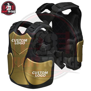 Protège-poitrine de boxe noir doré, équipement d'entraînement en PVC durable de haute qualité pour la boxe, le MMA, le kickboxing, le sparring, personnalisable - Product Image 4