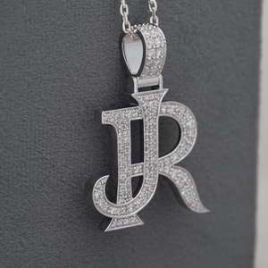 Collar de Hip Hop de Lujo con Colgante de Letra JR con Diamantes de Imitación VVS Moissanite y Plata 925 - Product Image 3