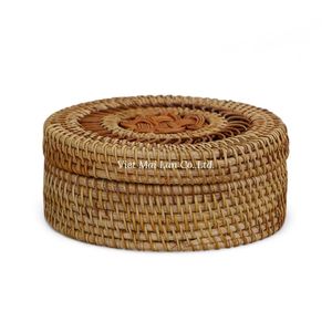 Boîte de rangement en rotin artisanale bohème écologique multifonction, fabriquée avec des matériaux naturels pour le rangement à domicile et la décoration intérieure - Product Image 1