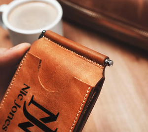 Cartera con Clip para Billetes de Cuero Genuino para Hombre, Cartera Delgada Personalizada - Product Image 5