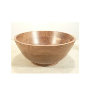 Tazón de madera de Acacia antigua con acabado liso de diseño moderno para servir comida para ensalada, arroz, sopa, arroz, comida, tazón de comida para servir - Product Image 3