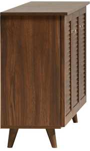 Modern kahverengi ahşap 3-<span class=keywords><strong>Door</strong></span> ayakkabı dolabı Louvered tasarım şık Entryway ayakkabı depolama organizatör ile koridor için - Product Image 6