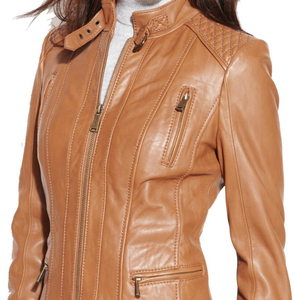 แจ็กเก็ตหนังกลางแจ้งแฟชั่นผู้หญิงคุณภาพสูงฤดูใบไม้ร่วงฤดูหนาวระบายอากาศได้ดีดีไซน์ใหม่ขนาดพลัสไซส์กันน้ำกันลม - Product Image 5