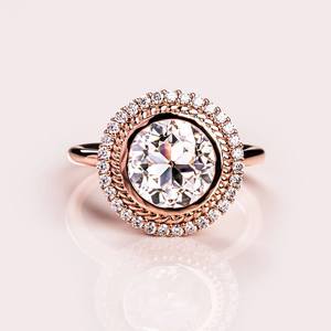 Anillo de boda de moda con estilo de oro rosa vintage, Diamante de moissanita Halo de corte redondo para compromiso, regalo de aniversario o fiesta - Product Image 1