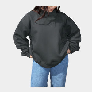 Servicio OEM Jersey de uso diario para mujer Fleece Logotipo personalizado Granate Color sólido Jersey Cuello simulado Sudadera de peso pesado - Product Image 2