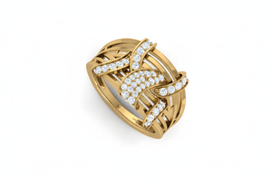 Anillo de Diseño Aurora de Oro de 14K y Diamantes Naturales para Mujer con 44 Diamantes, Chapado en Rodio, Joyería de Lujo - Product Image 3
