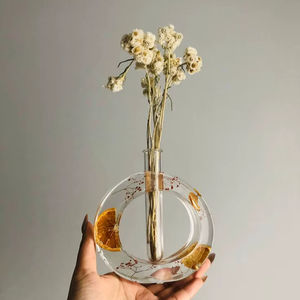 Cadre photo de sol de mariage rectangulaire en os de buffle, fait main, durable, moderne, avec glaçure transparente et couleurs mélangées - Product Image 1