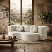 Canapé-lit multifonctionnel de luxe en tissu doux pour la peau, 2-en-1, deux places, ergonomique, entièrement en mousse, anti-affaissement