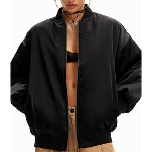 Amriss Custom Women's Trendy Baggy Bomber Chaquetas Transpirable Liso Teñido Prendas de abrigo Ropa de moda Fabricante de Bangladesh - Product Image 2