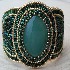 Bracelet manchette en perles faites à la main-Manchette pour femmes et filles - Product Image 1