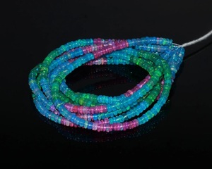 3-5mm Natural Ethiopian Fire Opal Beaded 925 <b>Silver</b> <b>Necklace</b> 18 Inches AAA <b>Handmade</b> Ethnic Gift Jewelry - Product Image 4