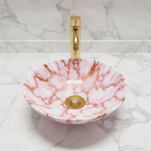 Lavabo Moderno de Diseño Redondo de Mármol con Patrón de Esmalte, Lavamanos para Baño de Hotel, Decoración Artística para Encimera, Proveedor Directo de Fábrica - Product Image 4