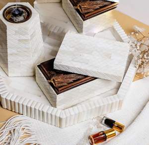 Dernier plateau d'incrustation d'os Incrustation Madkhan Bakhoor Boîte d'encens et d'os pour cadeaux par United Trade World - Product Image 1