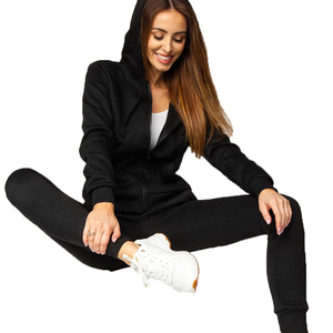 Conjunto de pantalones de chándal con cremallera y felpa francesa personalizada, chándal de algodón de peso pesado, chándales de gran tamaño transpirables en blanco para mujer - Product Image 6
