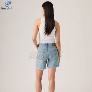 Shorts Vaqueros Cargo de Mezclilla Lavada Transpirable de Cintura Alta para Mujer, Logotipo Personalizado y Diseño Impreso, Suministro al por Mayor para Verano - Product Image 2