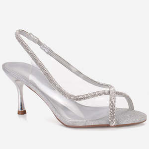Sandales CATALINA pour femmes Unze London, chaussures de soirée transparentes décorées de strass, en fibre de polyester - Product Image 1