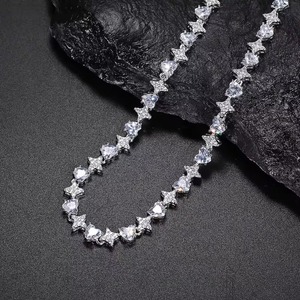 สวยIced OutหัวใจตัดStarเทนนิสMoissaniteเพชรสร้อยคอเครื่องประดับHip Hopที่กําหนดเองเครื่องประดับที่ดีที่สุดของขวัญสําหรับผู้ชาย - Product Image 2