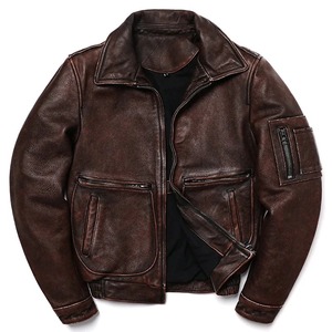 OEM boomber nueva chaqueta de cuero informal para hombre diseño de logotipo personalizado al por mayor chaquetas de hombre de talla grande de piel sintética pura en blanco - Product Image 1