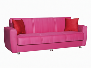 Canapé-lit de style européen, couleur rose, revêtement en tissu, extensible, portable, convertible, cadre solide, mécanisme clic-clac avec rangement - Product Image 2