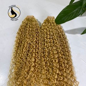 Extensions capillaires vietnamiennes, 100% cheveux crus de haute qualité, blonds marbés, bouclés, cuticules - Product Image 2