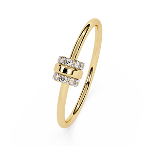18K Yellow Gold Natural Diamond <b>Ring</b> Triple Barrel Band <b>Dainty</b> Round Diamond IGI Certified For Women Fine Jewelry wedding gift - Product Image 2